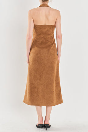 Suede Fitted Midi Dress