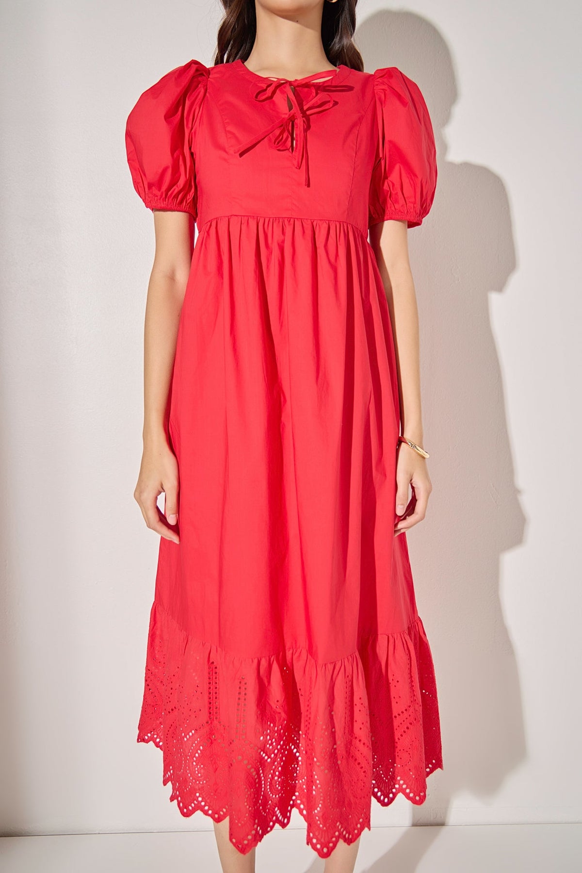 LA'VEN - Cotton Eyelet Midi Dress - DRESSES available at Objectrare