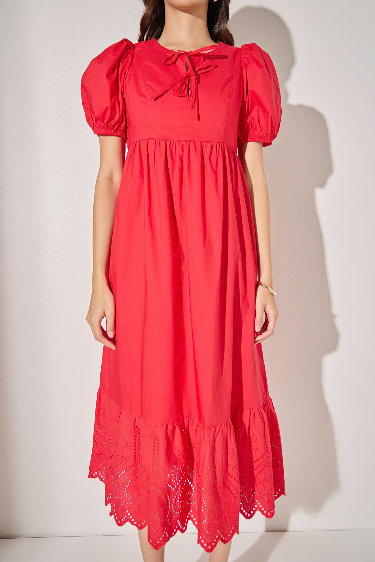 LA'VEN - Cotton Eyelet Midi Dress - DRESSES available at Objectrare