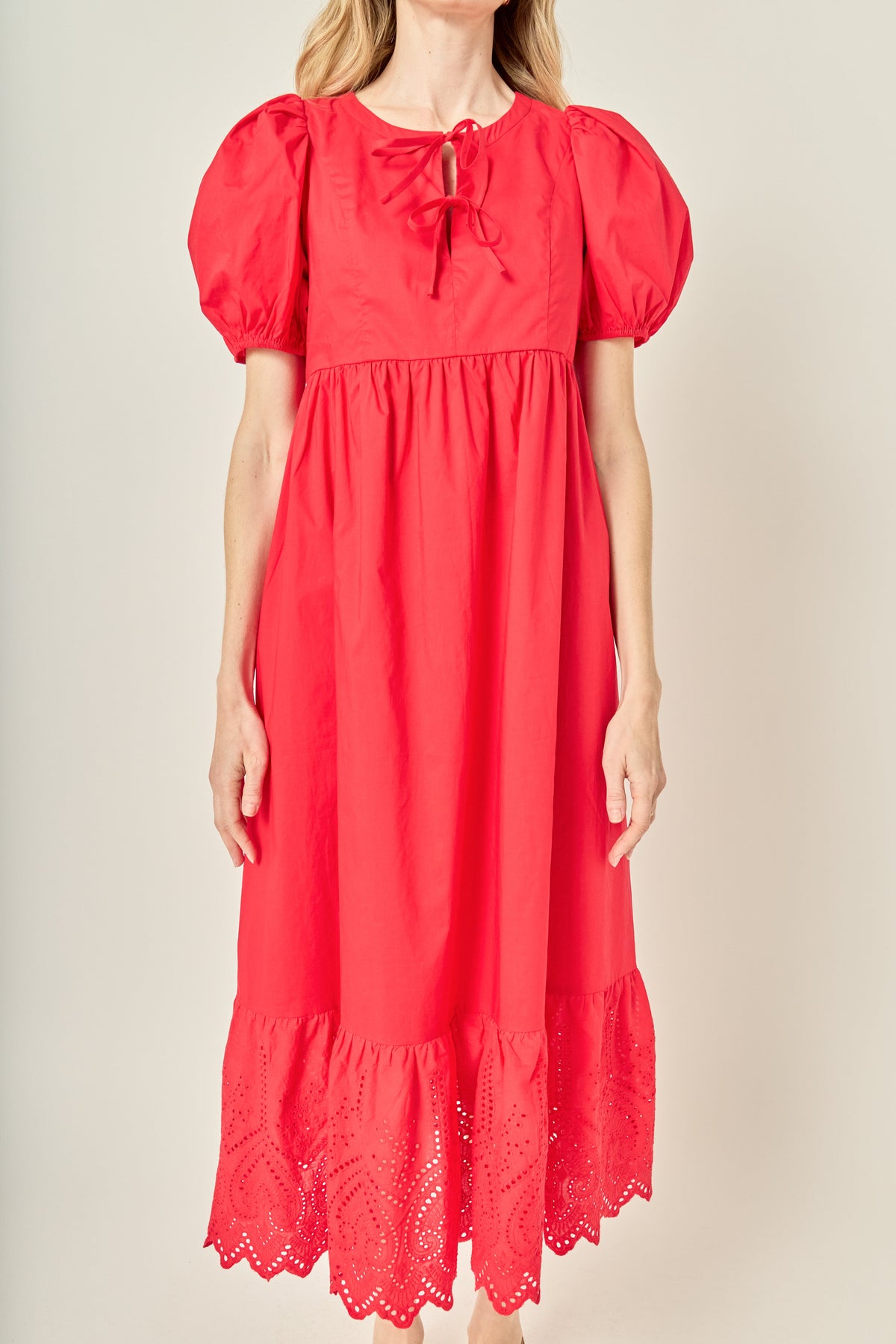 LA'VEN - Cotton Eyelet Midi Dress - DRESSES available at Objectrare