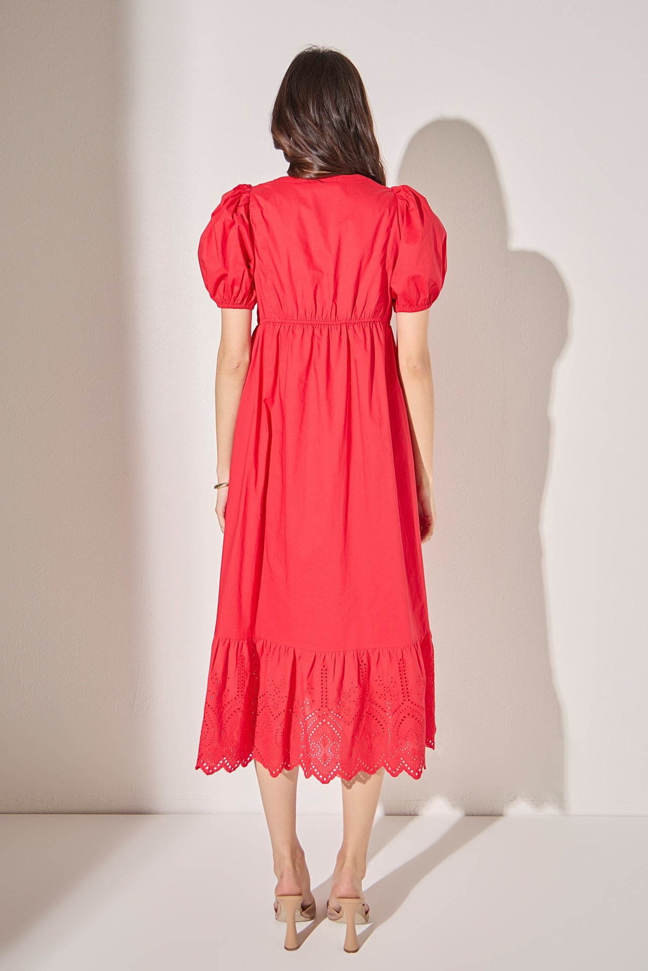 LA'VEN - Cotton Eyelet Midi Dress - DRESSES available at Objectrare