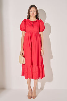 LA'VEN - Cotton Eyelet Midi Dress - DRESSES available at Objectrare
