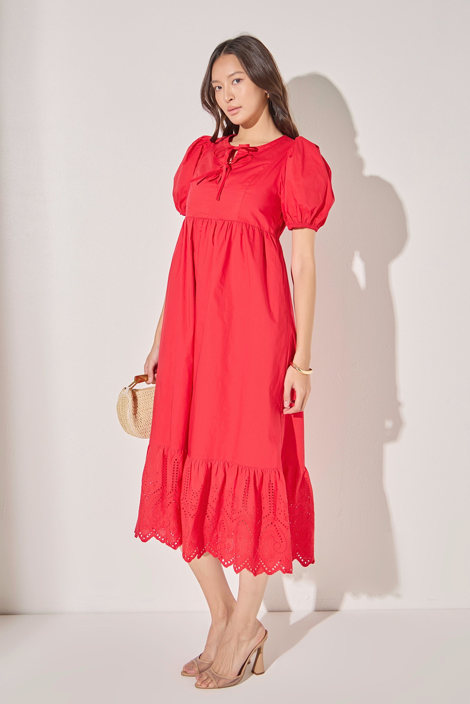 Cotton Eyelet Midi Dress