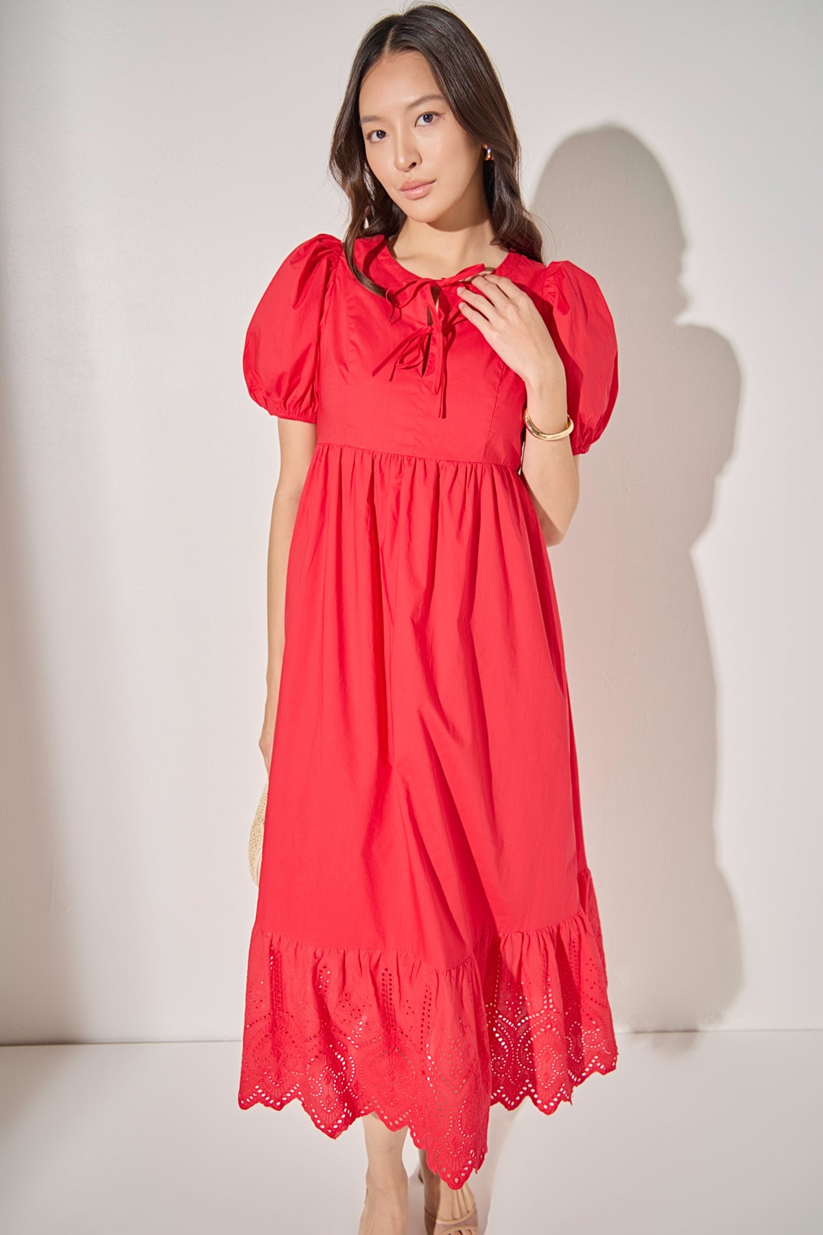 Cotton Eyelet Midi Dress