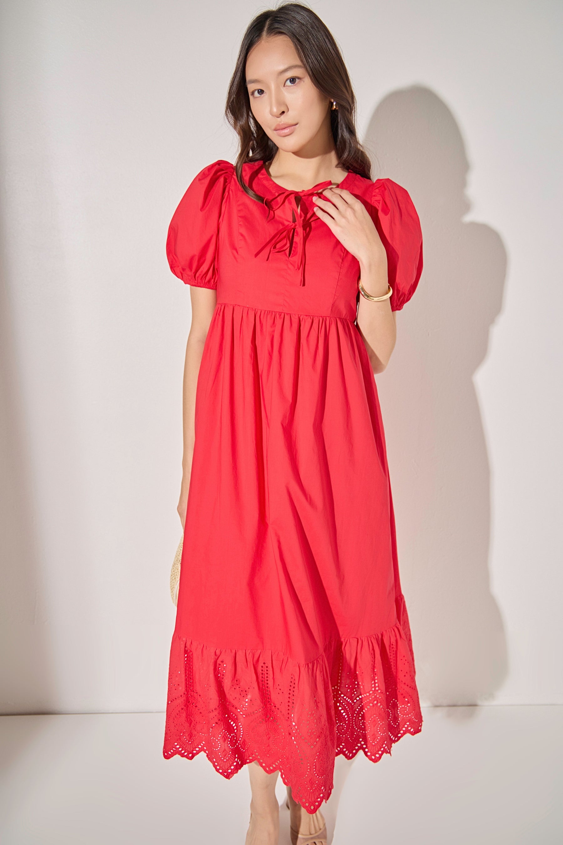 Cotton Eyelet Midi Dress