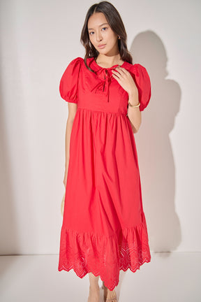 LA'VEN - Cotton Eyelet Midi Dress - DRESSES available at Objectrare