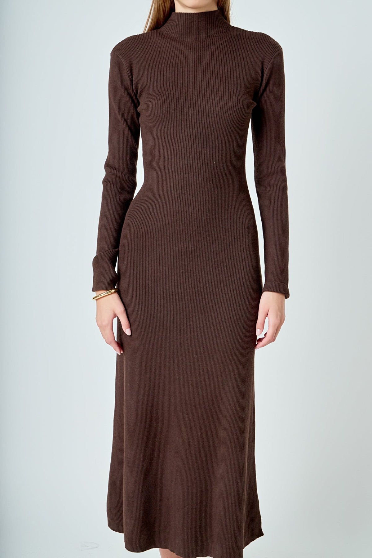 ENDLESS ROSE - Rib Knit Long Sleeve Maxi Dress - DRESSES available at Objectrare