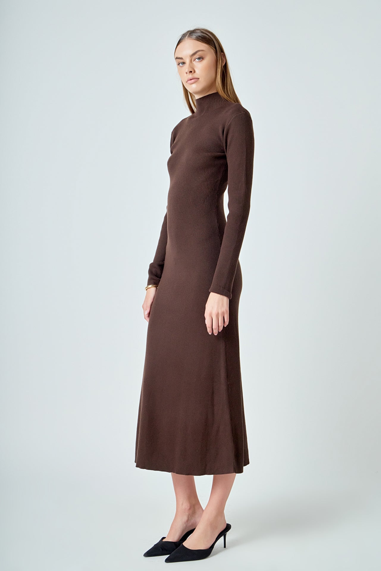 ENDLESS ROSE - Rib Knit Long Sleeve Maxi Dress - DRESSES available at Objectrare