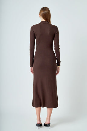 ENDLESS ROSE - Rib Knit Long Sleeve Maxi Dress - DRESSES available at Objectrare