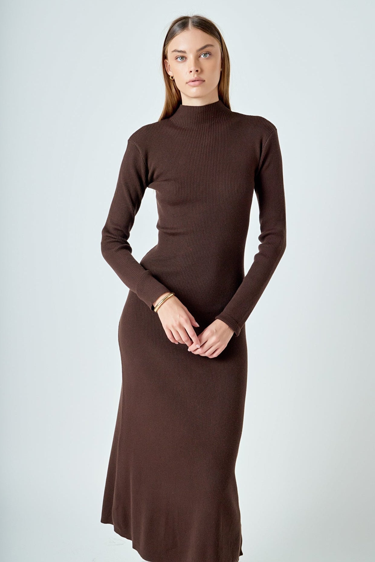ENDLESS ROSE - Rib Knit Long Sleeve Maxi Dress - DRESSES available at Objectrare