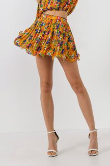 ENDLESS ROSE - Floral Pleated Mini Skirt - SKIRTS available at Objectrare