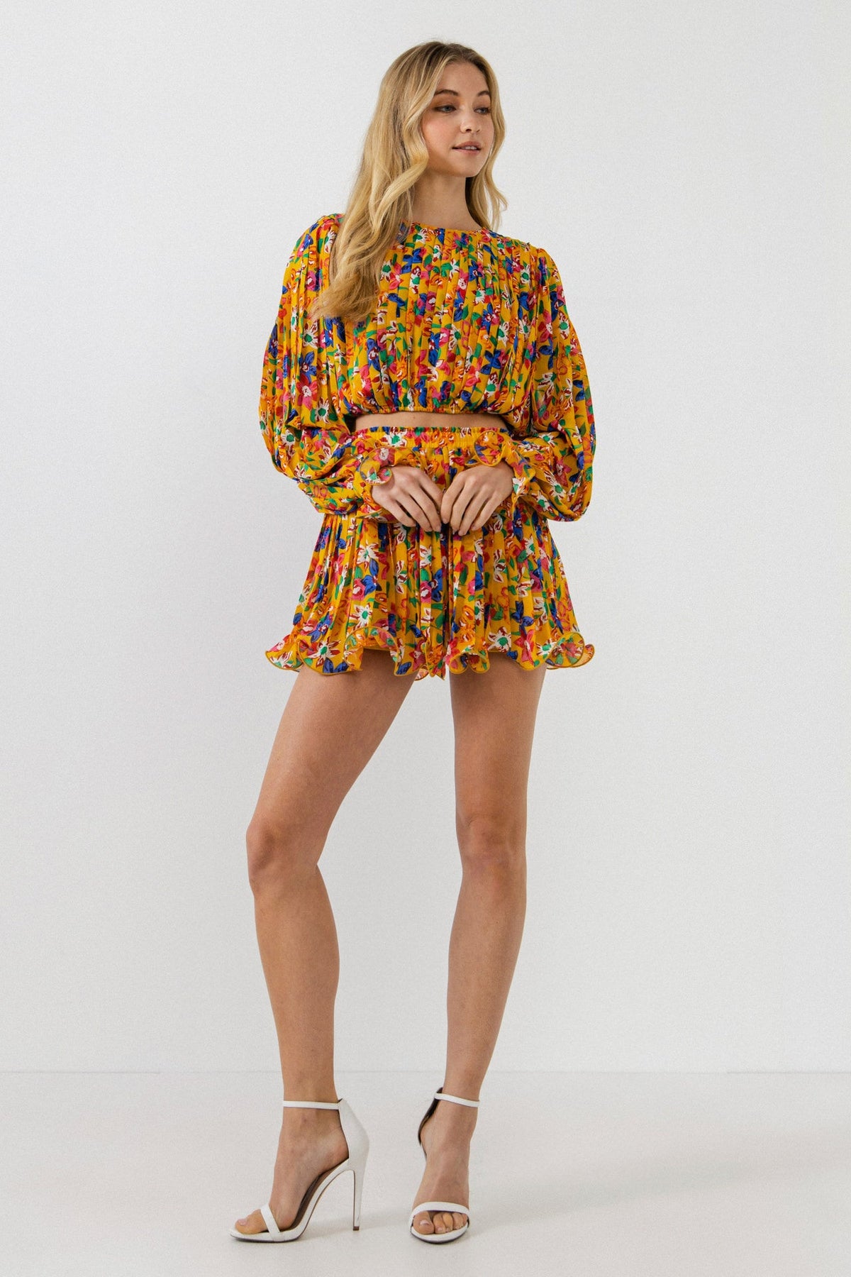 ENDLESS ROSE - Floral Pleated Mini Skirt - SKIRTS available at Objectrare