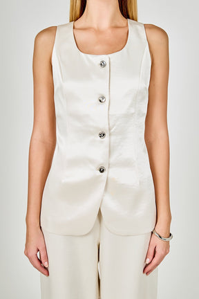 ENDLESS ROSE - Satin Velvet Scoop Neck Top - TOPS available at Objectrare