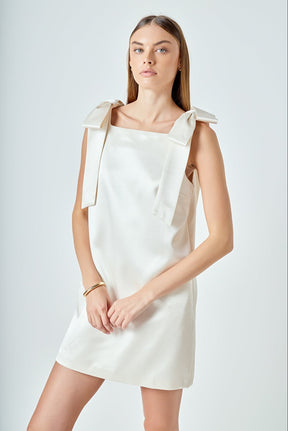 ENDLESS ROSE - Velvet Satin Bow Mini Dress - DRESSES available at Objectrare