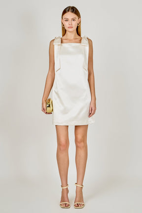 ENDLESS ROSE - Velvet Satin Bow Mini Dress - DRESSES available at Objectrare