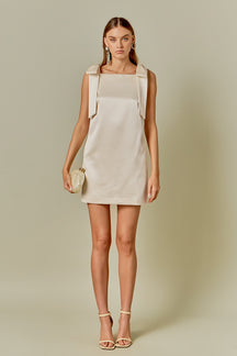 ENDLESS ROSE - Velvet Satin Bow Mini Dress - DRESSES available at Objectrare