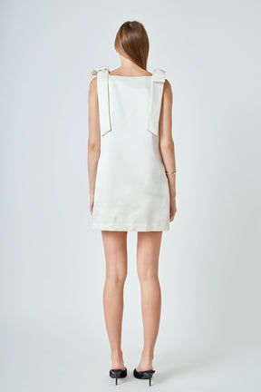 ENDLESS ROSE - Velvet Satin Bow Mini Dress - DRESSES available at Objectrare