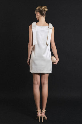 ENDLESS ROSE - Velvet Satin Bow Mini Dress - DRESSES available at Objectrare