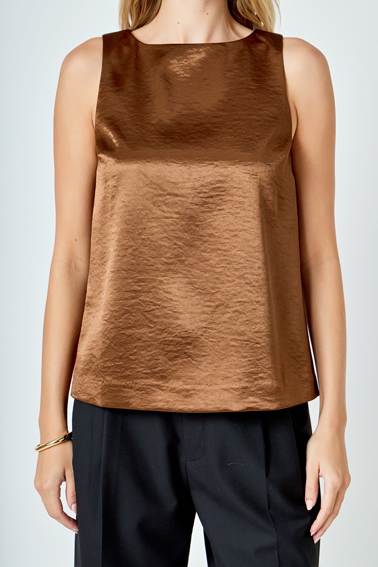 ENDLESS ROSE - Satin Velvet Square Neck Long Top - TOPS available at Objectrare