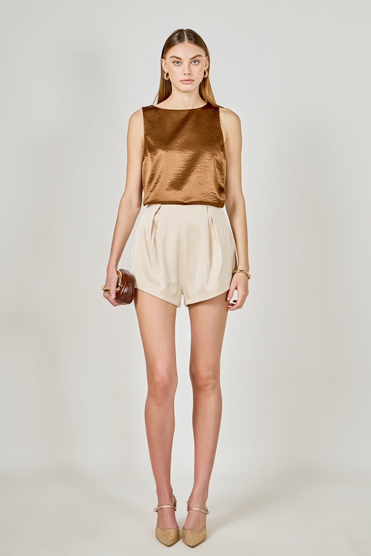 ENDLESS ROSE - Satin Velvet Square Neck Long Top - TOPS available at Objectrare