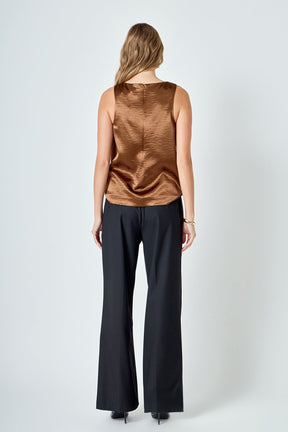 ENDLESS ROSE - Satin Velvet Square Neck Long Top - TOPS available at Objectrare