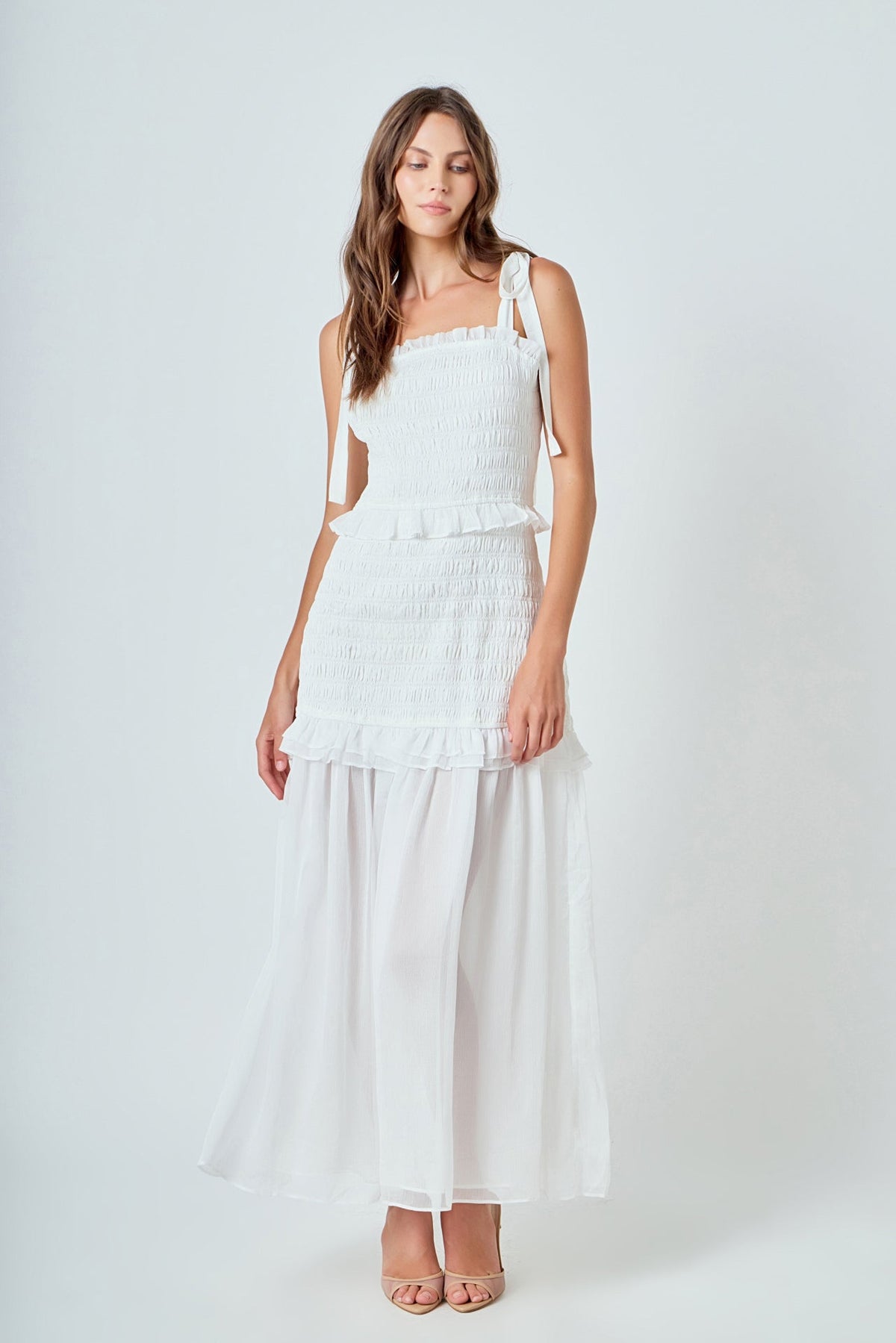 ENDLESS ROSE - Smocked Drop Waist Combination Maxi - DRESSES available at Objectrare