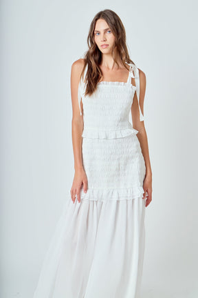 ENDLESS ROSE - Smocked Drop Waist Combination Maxi - DRESSES available at Objectrare