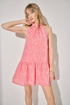 LA'VEN - Jacquard Mock Neck Mini Dress - DRESSES available at Objectrare
