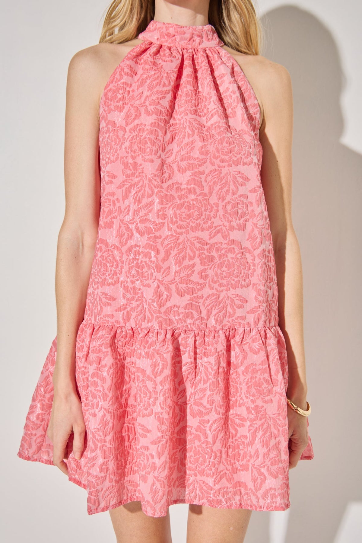 LA'VEN - Jacquard Mock Neck Mini Dress - DRESSES available at Objectrare