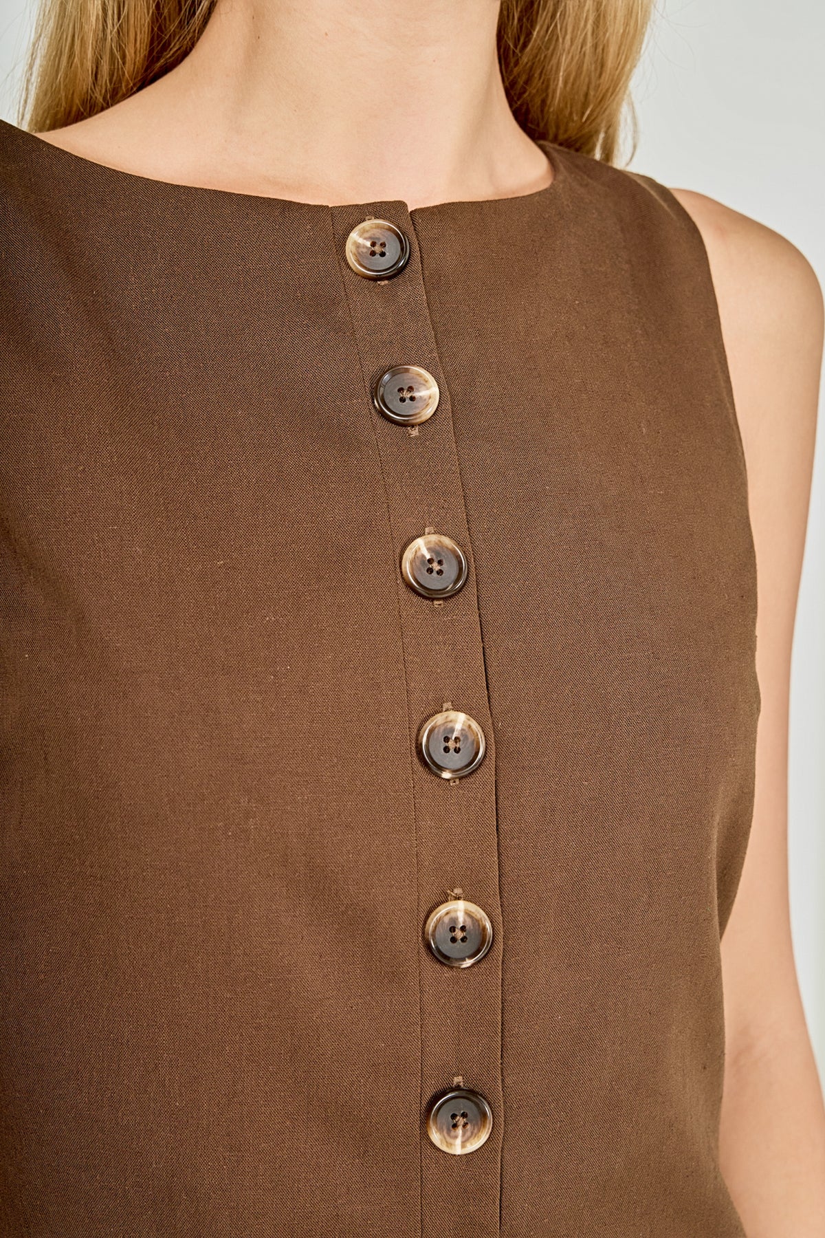 Boat Neck Buttoned Midi Dress