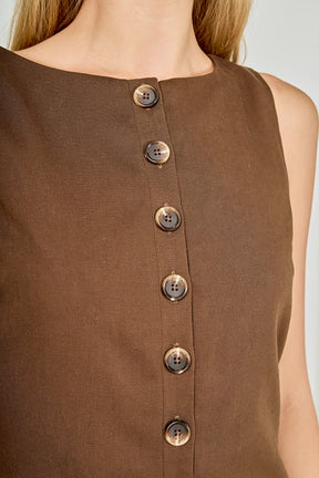 Boat Neck Buttoned Midi Dress