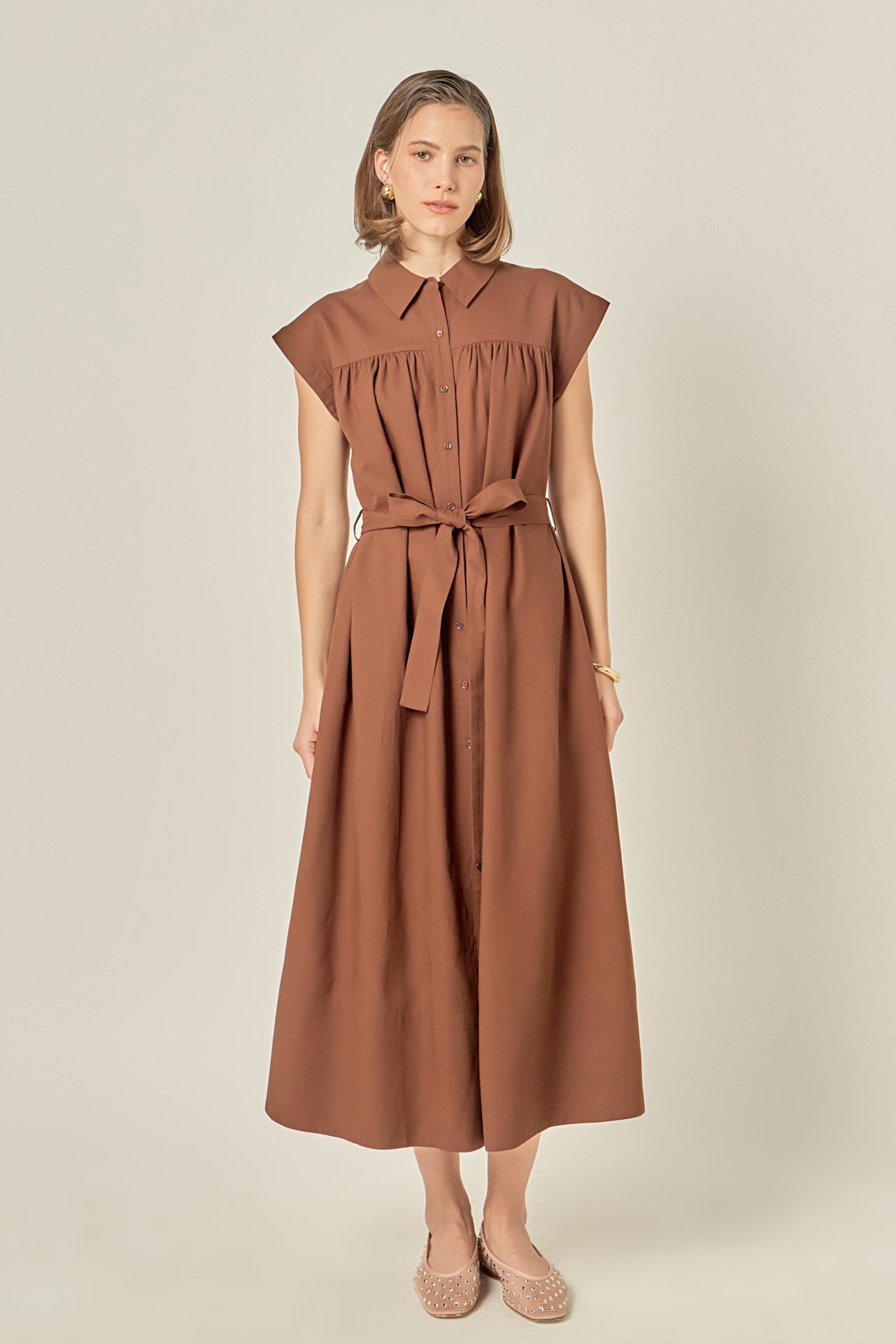 ENGLISH FACTORY - Linen Belted Midi Dress - DRESSES available at Objectrare