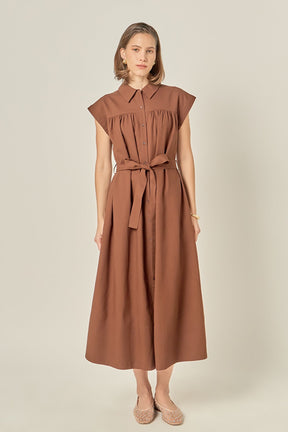 ENGLISH FACTORY - Linen Belted Midi Dress - DRESSES available at Objectrare