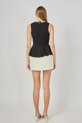 ENDLESS ROSE - Jewel Trim Peplum Top - TOPS available at Objectrare