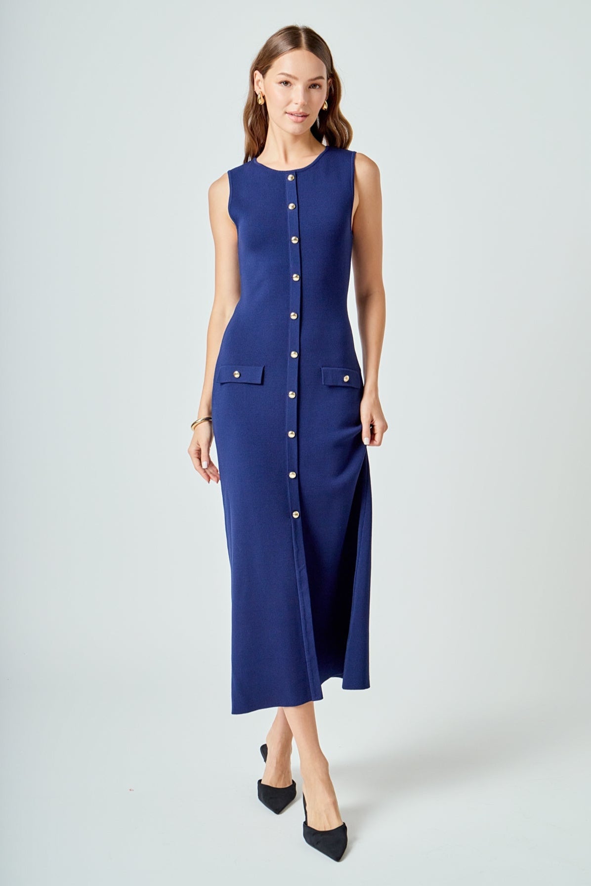 ENDLESS ROSE - Knit Sleeveless Midi Dress - DRESSES available at Objectrare