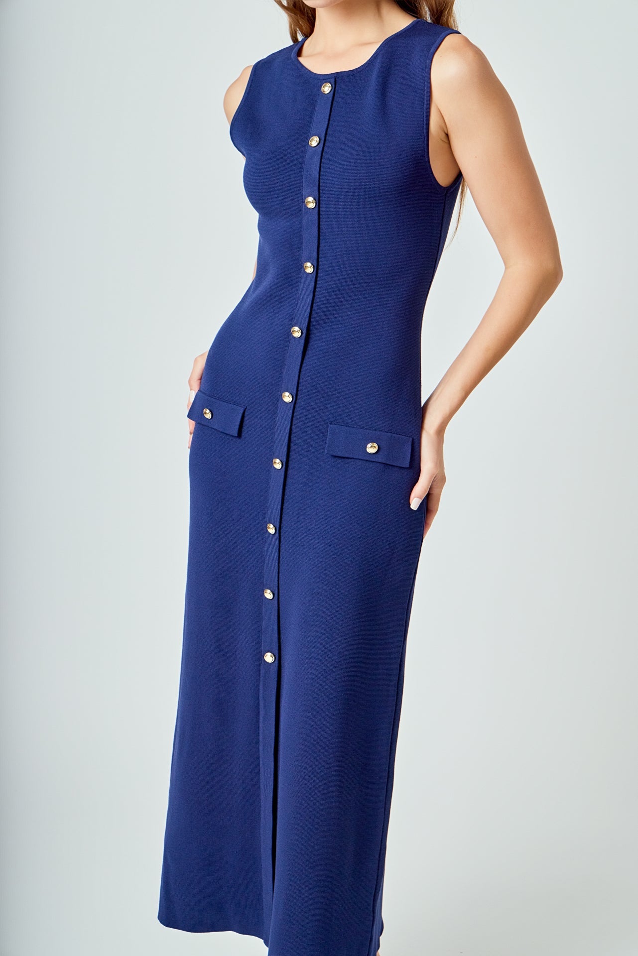 ENDLESS ROSE - Knit Sleeveless Midi Dress - DRESSES available at Objectrare