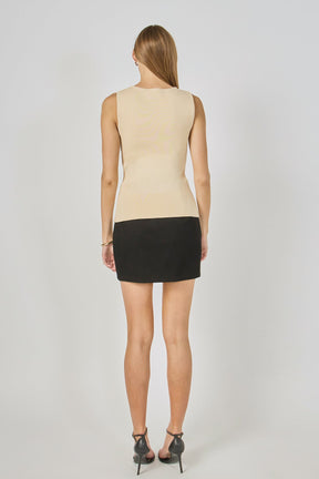 ENDLESS ROSE - Knit Buttoned Sleeveless Top - TOPS available at Objectrare