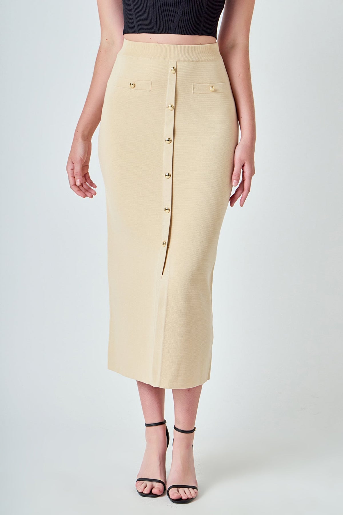 ENDLESS ROSE - Knit Pocketed Midi Skirt - SKIRTS available at Objectrare