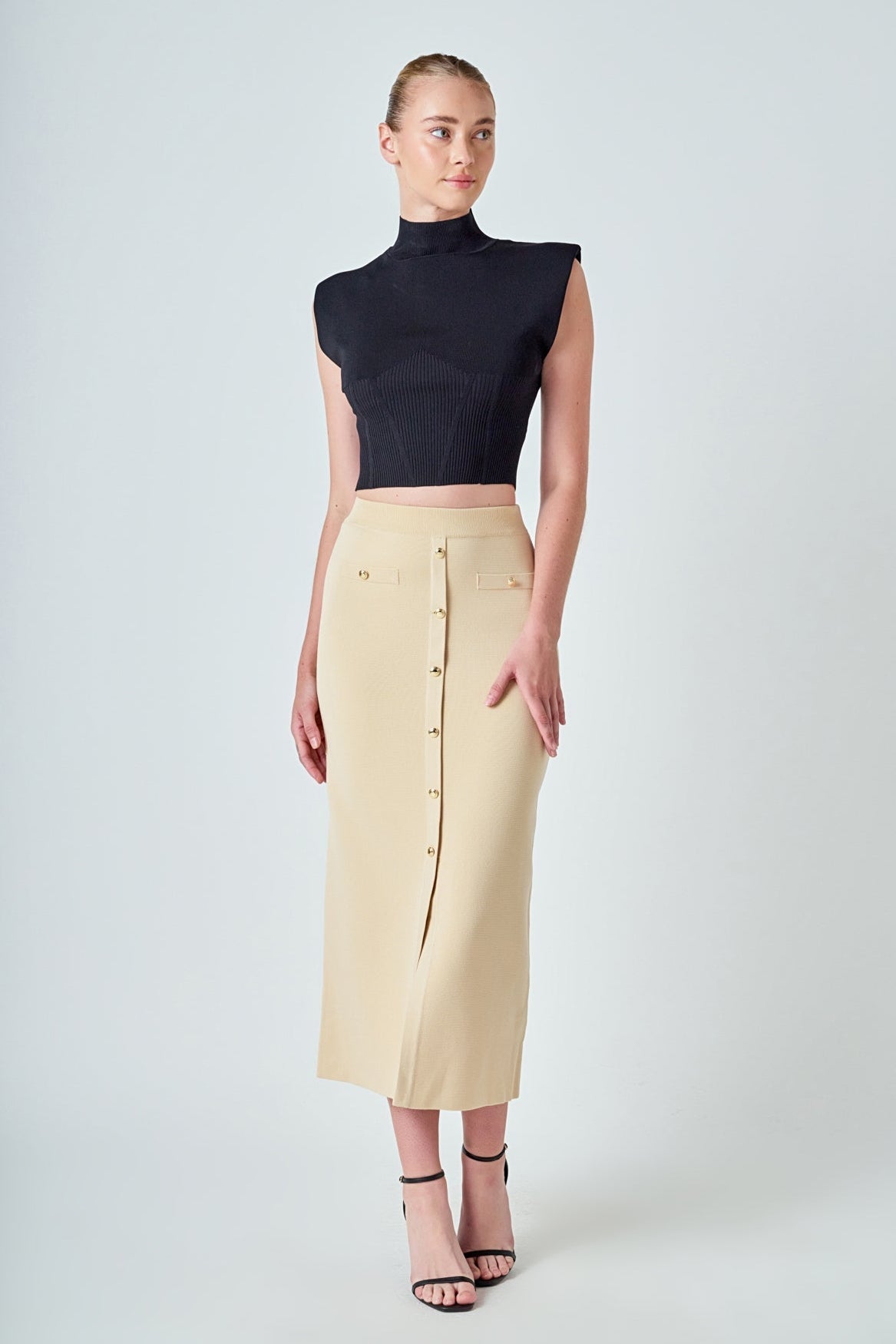 ENDLESS ROSE - Knit Pocketed Midi Skirt - SKIRTS available at Objectrare