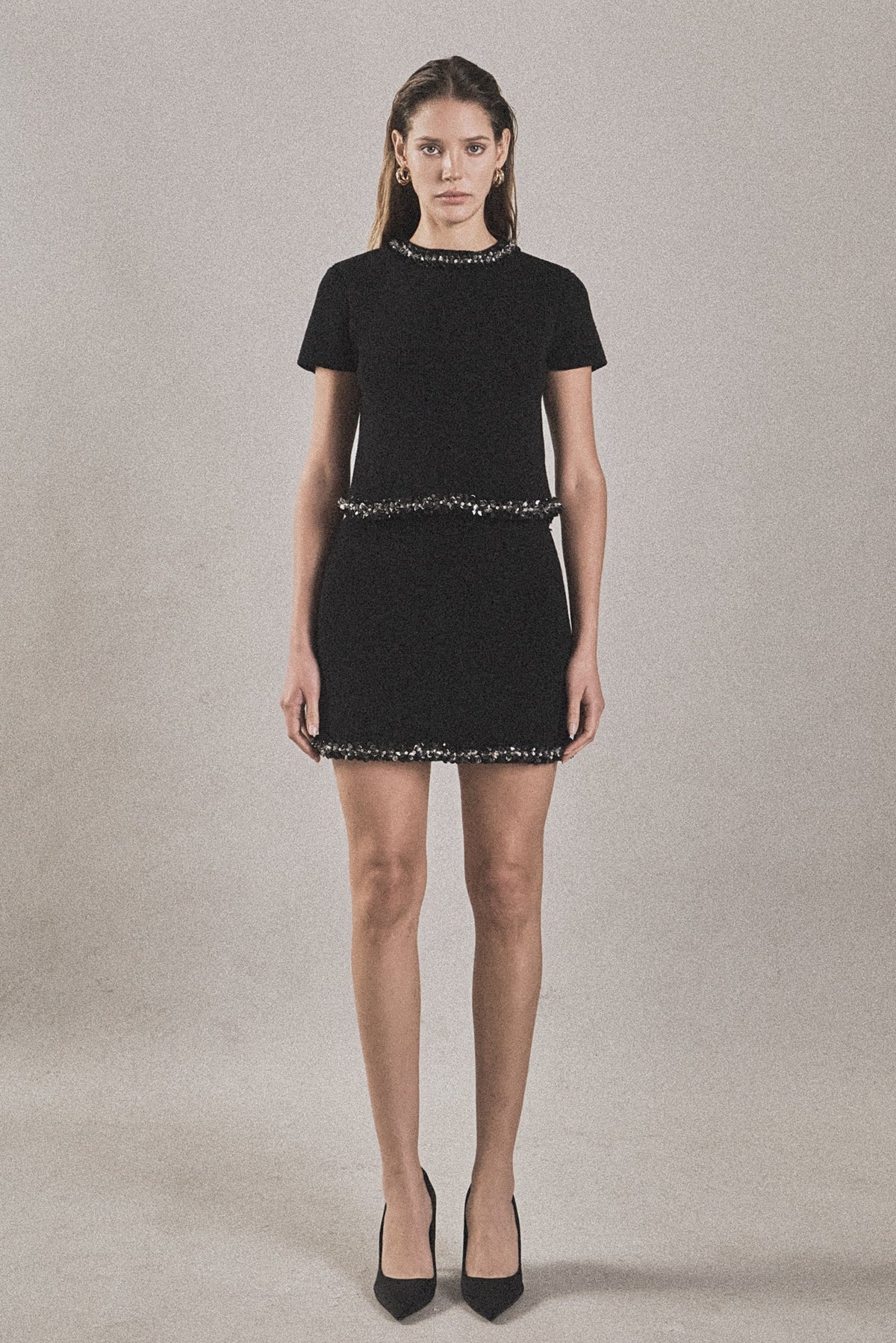 ENDLESS ROSE - Jewel Trim Knit Short Sleeve Top - SWEATERS & KNITS available at Objectrare