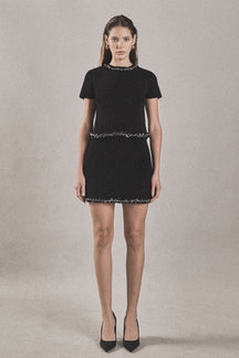 ENDLESS ROSE - Jewel Trim Knit Short Sleeve Top - SWEATERS & KNITS available at Objectrare