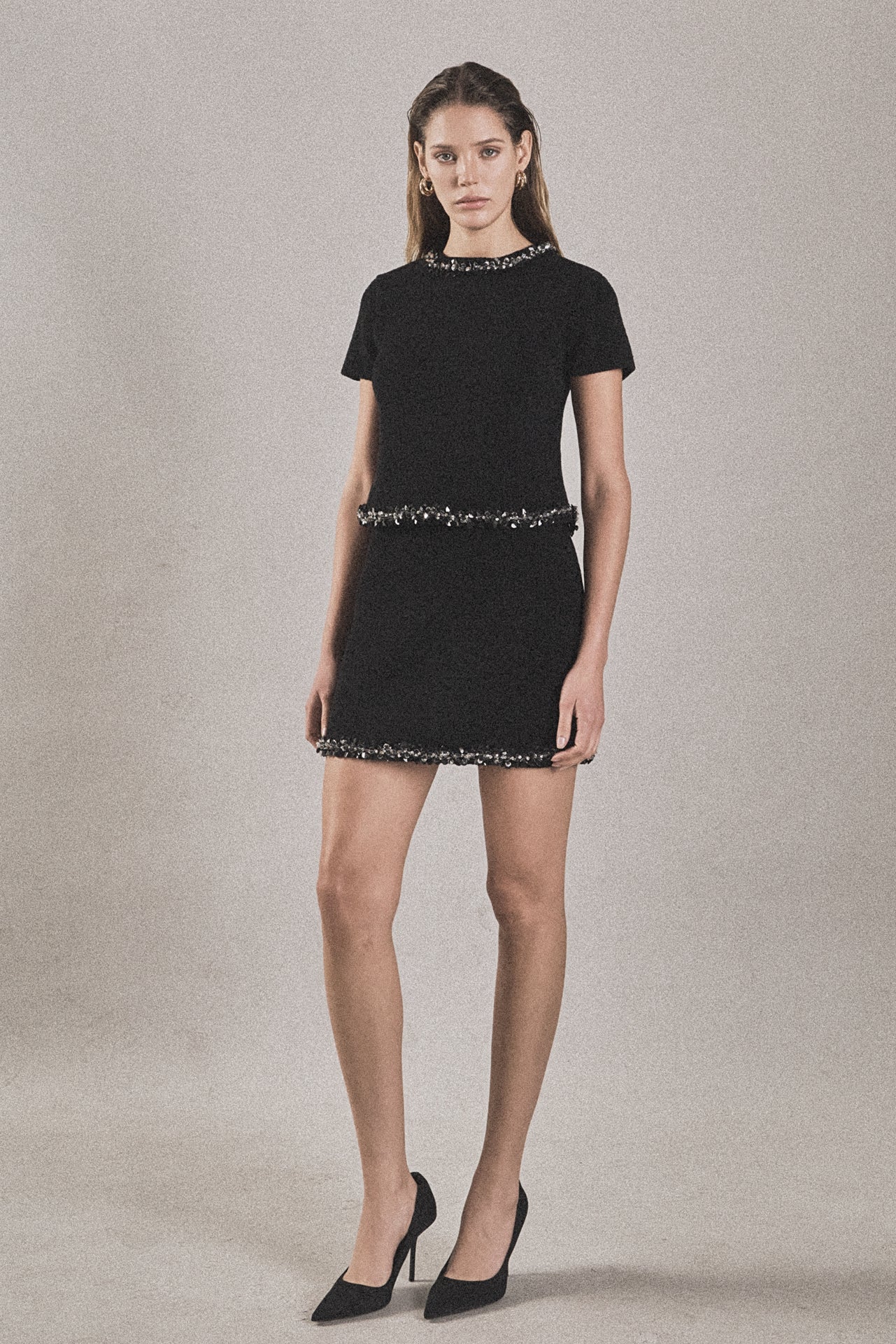 ENDLESS ROSE - Jewel Trim Knit Short Sleeve Top - SWEATERS & KNITS available at Objectrare