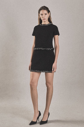 ENDLESS ROSE - Jewel Trim Knit Short Sleeve Top - SWEATERS & KNITS available at Objectrare