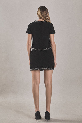 ENDLESS ROSE - Jewel Trim Knit Short Sleeve Top - SWEATERS & KNITS available at Objectrare