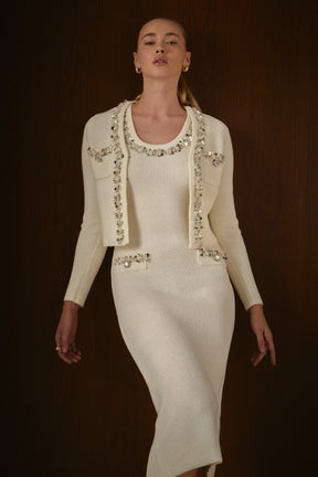 ENDLESS ROSE - Boucle Knit Jewel Trim Cardigan - SWEATERS & KNITS available at Objectrare