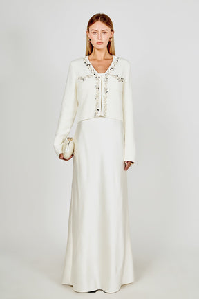 ENDLESS ROSE - Boucle Knit Jewel Trim Cardigan - SWEATERS & KNITS available at Objectrare