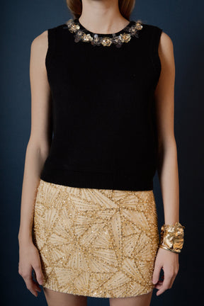 ENDLESS ROSE - Knit Jewel Trim Sleeveless Top - SWEATERS & KNITS available at Objectrare