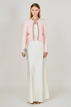 ENDLESS ROSE - Boucle Knit Jewel Trim Sweater Cardigan - SWEATERS & KNITS available at Objectrare