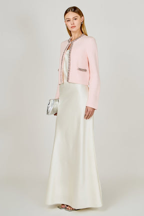 ENDLESS ROSE - Boucle Knit Jewel Trim Sweater Cardigan - SWEATERS & KNITS available at Objectrare