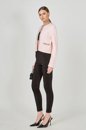 ENDLESS ROSE - Boucle Knit Jewel Trim Sweater Cardigan - SWEATERS & KNITS available at Objectrare